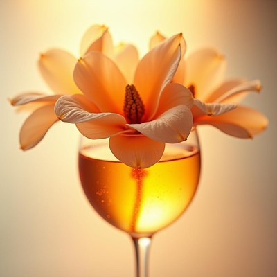 Beautiful magnolia flower resting in a glass
