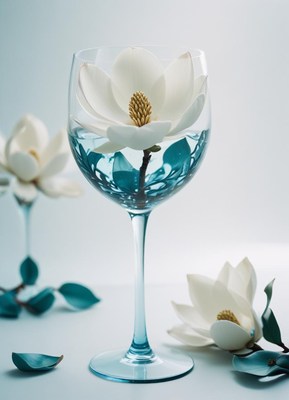Elegant flower arrangement in a glass vase with petals