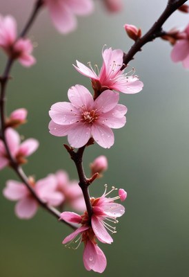 Blossoming cherry tree branches in springtime bloom
