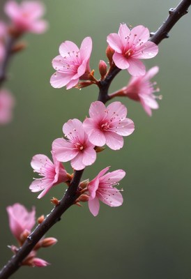 Pink cherry blossoms bloom during spring season