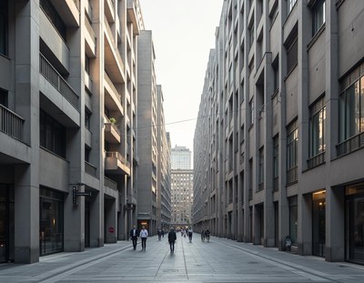 Modern urban architecture along a quiet street in the city