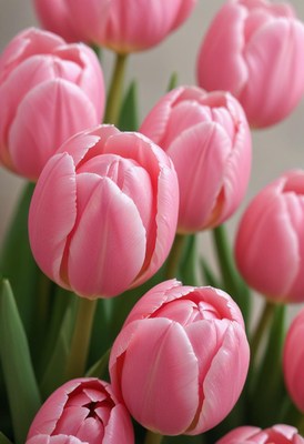 Beautiful pink tulips blooming in springtime arrangement