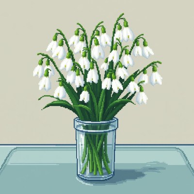 Snowdrop flowers in a vase on a table
