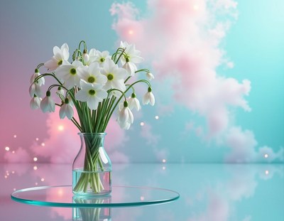 Beautiful flower arrangement with soft pastel background