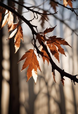 Autumn leaves glowing in afternoon sunlight