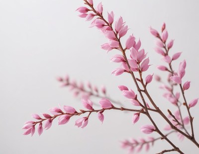 Delicate pink flowers branch in soft lighting