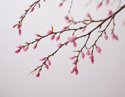Delicate pink blossoms on branches in springtime display