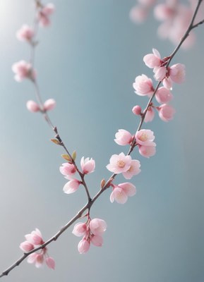 Cherry blossom branch with delicate pink flowers