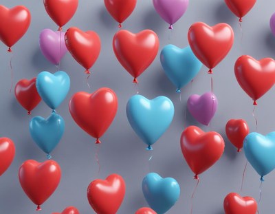 Colorful heart-shaped balloons for a festive occasion