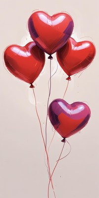 Heart-shaped balloons float cheerfully in the air