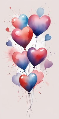 Colorful heart balloons on a light background