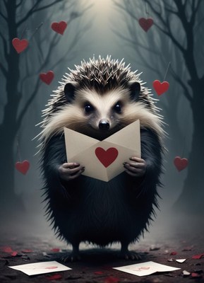 Cute Hedgehog Holding Love Letter