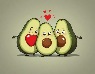 Avocado characters expressing friendship and love