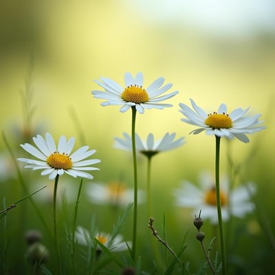 Beautiful daisies blooming in a sunny meadow