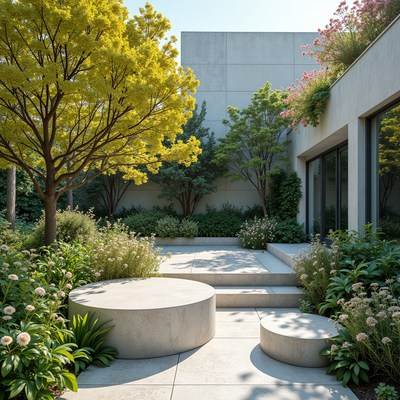 Minimalist garden design with lush greenery