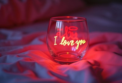 Romantic glass candle illuminating a cozy bedroom