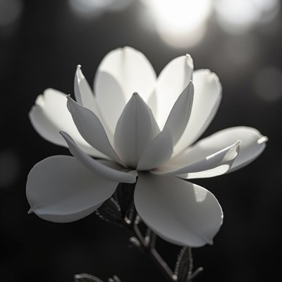 Blooming flower captures serene beauty in monochrome