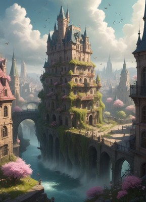 Exploring a mystical castle beside a serene river