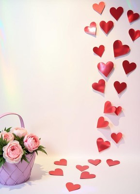 Beautiful display of hearts and flowers for celebration