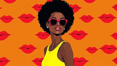 Stylish woman with sunglasses against a bright background