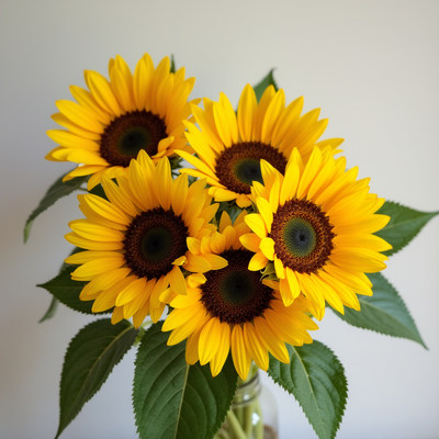 Bright sunflowers in a vase add cheer to any space