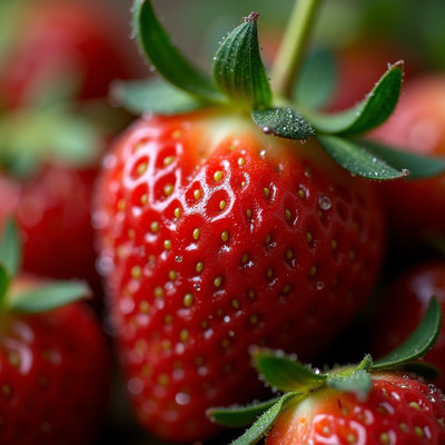 Fresh ripe strawberries ready for harvest in a garden