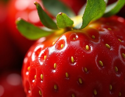 Fresh and ripe strawberries showcasing vibrant red hues