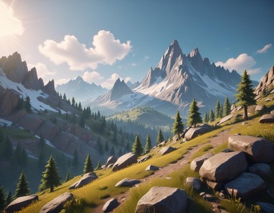 Mountains and lush valleys under a clear blue sky