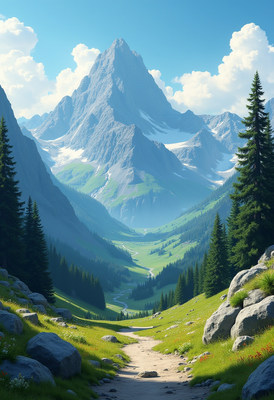 Majestic mountain landscape with lush green valley
