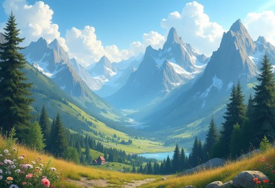 Scenic mountain landscape with a vibrant valley view