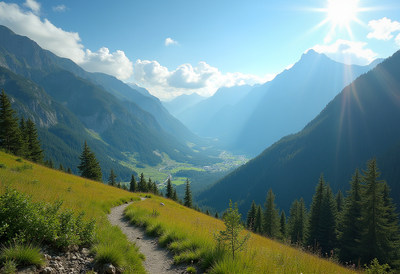 Scenic mountain valley view during a sunny day