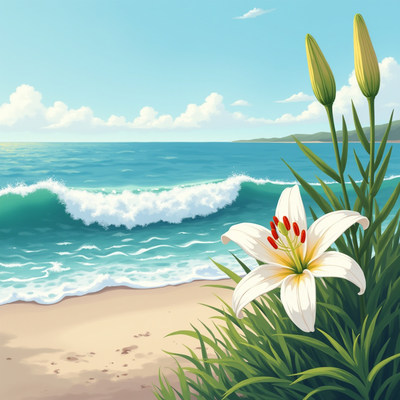 White Lily by Ocean Beach