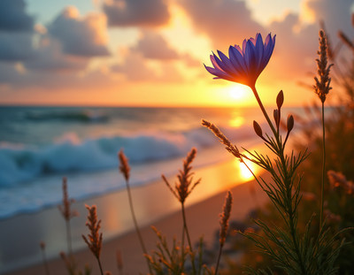 Blue Flower at Sunset Beach