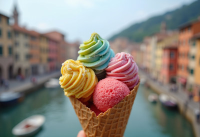 Colorful Ice Cream Cone in Venice Canal