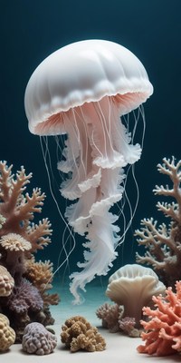 White Jellyfish with Coral
