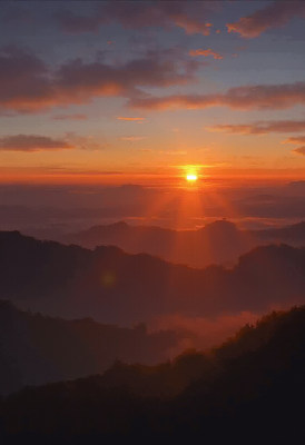 Sunrise over Mountain Peaks