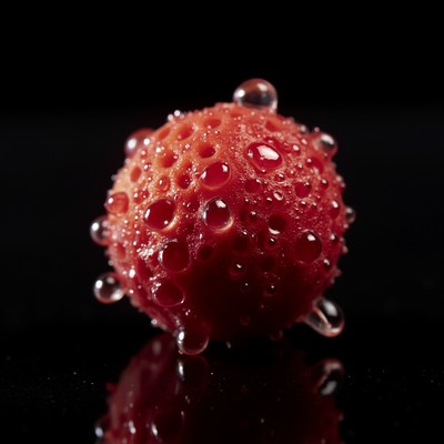 Wet Strawberry with Water Droplets