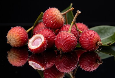 Fresh rambutan fruits on black background