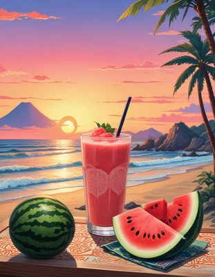 Watermelon Smoothie at Tropical Sunset Beach