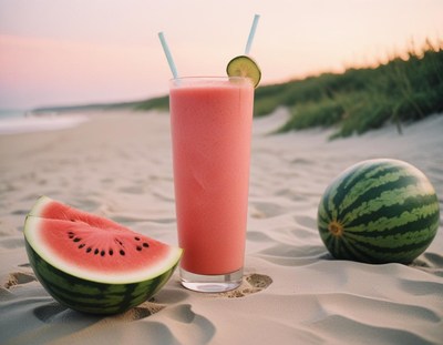 Watermelon Smoothie on Beach