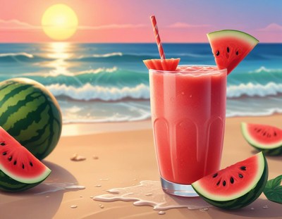 Watermelon Smoothie Beach Sunset