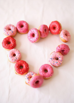 Donuts arranged in heart shape