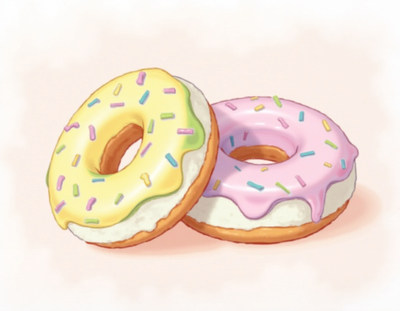 Yellow and Pink Frosted Donuts