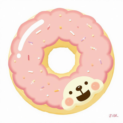 Cute Pink Donut with Bear Face