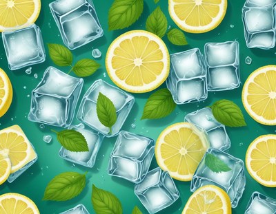 Lemon Mint Ice Cubes Pattern