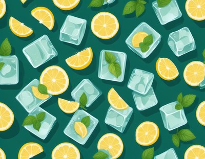 Lemon Mint Ice Cubes Pattern