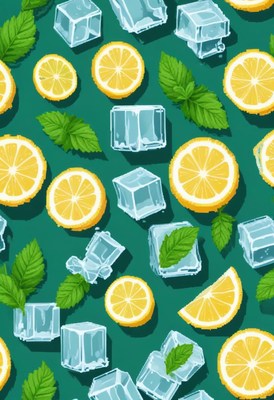 Lemon Mint Ice Cubes Pattern
