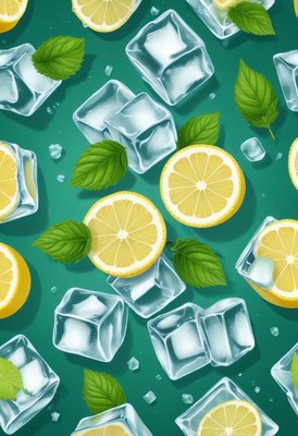 Lemon Slices with Ice and Mint