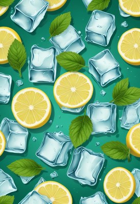 Lemon Mint Ice Cubes Background