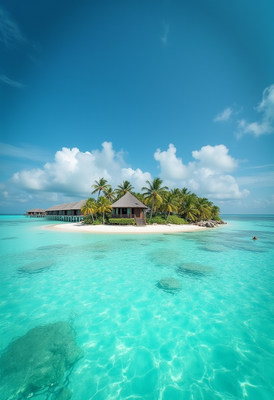 Tropical island paradise with clear blue waters